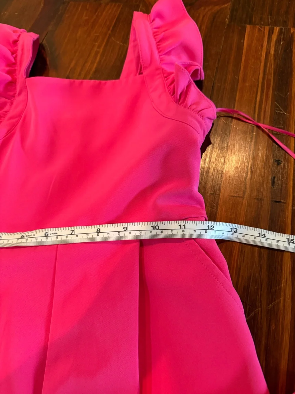 GB girls Bright Hot Pink Ruffle-Strap Wide-Leg Jumpsuit